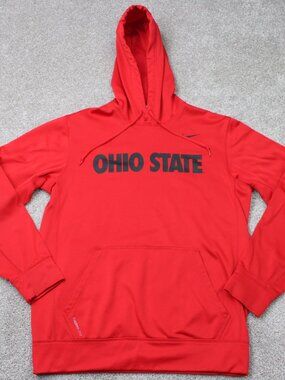 Nike Ohio State Hoodie Mens Small Red Therma-Fit Long Sleeve Hooded Sweatshirt